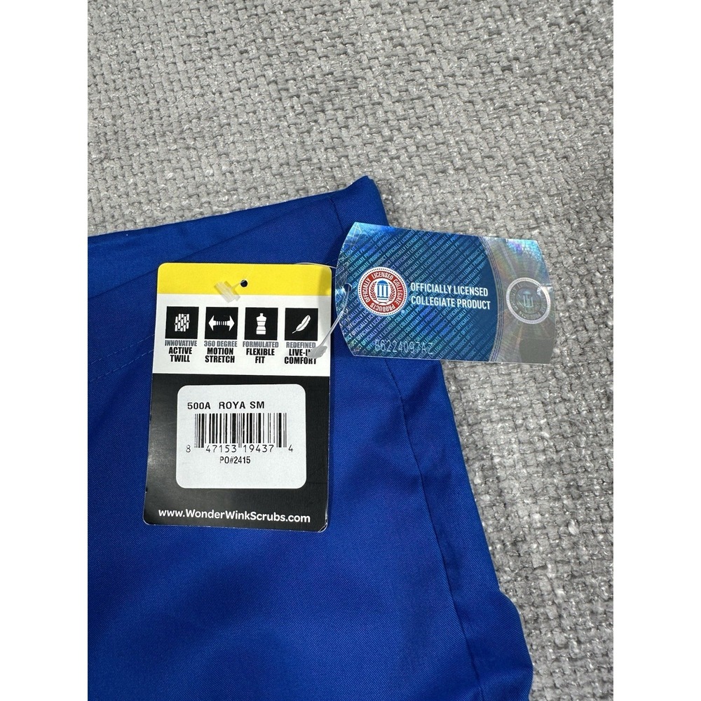 Boise State Broncos WonderWink Wonderwork Scrub Pants 500 Unisex Small Blue - Picture 8 of 10